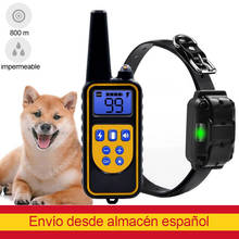 Collar de entrenamiento eléctrico para perros, dispositivo con control remoto de 800m, recargable e impermeable, con pantalla LCD para todos los tamaños, sonido de vibración y choque 2024 - compra barato