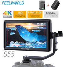 FEELWORLD S55 5,5 дюймов ips на камеру поле DSLR монитор фокус помощь 1280x720 поддержка 4K HDMI вход выход DC включает Наклонный рычаг 2024 - купить недорого