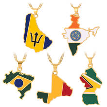 Country Map Flag Necklace Africa Barbados Guyana Brazil Republic of Mali South Africa India Pendant Chain Jewelry Gift For Women 2024 - buy cheap
