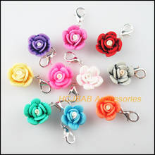 20Pcs Mixed Fimo Polymer Clay Flower Charms Silver Plated With Clasps 15mm 2024 - buy cheap
