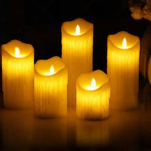 Velas sin llama, velas LED con pilares de cera reales, velas de luz de té con llamas LED de baile realista, funciona con pilas 2024 - compra barato