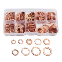 200Pcs Copper Washer M5/M6/M8/M10/M12/M14 Gasket Nut and Bolt Set Flat Ring Seal Assortment Kit With Box for Sump Plugs Water 2024 - buy cheap