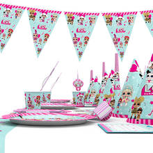 Original lol surpresa bonecas crianças festa de aniversário suprimentos lol tema festa diy decoração do quarto descartável utensílios de mesa 2b04 2024 - compre barato