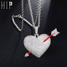 Collar con Micro circonita cúbica de cobre para hombre, collar de corazón de amor con flecha, Micro pavé, estilo Hip Hop 2024 - compra barato