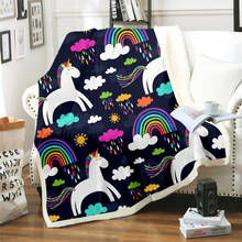 Manta de cavalo com estampa 3d de arco-íris unicórnio decorativo estilo soneca para crianças e meninas 2024 - compre barato