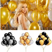 Globos de látex dorados y negros de 12 pulgadas, decoración colorida de helio para fiesta de cumpleaños y bodas, 10/20/30 Uds. 2024 - compra barato