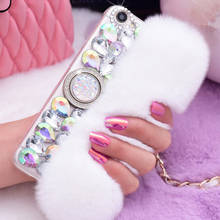 Теплый пушистый мех кролика, бриллианты, жемчужные ювелирные изделия, чехол для телефона iPhone 11 Pro Max X XS MAX XR 6 6S PLUS 7 7PLUS 8 8PLUS 2024 - купить недорого