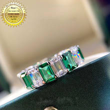 Diamante de moissanita blanco sólido de 18K y oro de 4 quilates, anillo de esmeralda de 4 quilates, color VVS con certificado nacional 2024 - compra barato
