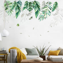 Papel de parede com folhas tropicais, papel de parede para sala de estar, mural de fundo para decoração caseira, adesivos removíveis 2024 - compre barato