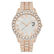 Часы наручные женские из нержавеющей стали, модные роскошные повседневные с браслетом из розового золота со стразами 2024 - купить недорого