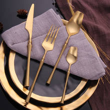 Conjunto aparelho de jantar vintage dourado 4 tamanhos aço inoxidável conjunto de mesa ocidental para cozinha garfo e faca colher 2024 - compre barato