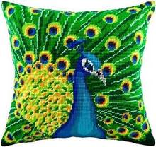 Gancho de pestillo 3D para almohada, Kit de punto de cruz de Animal de pavo real, almohada con patrón de bordado de chica de dibujos animados, paquete de botón 2024 - compra barato
