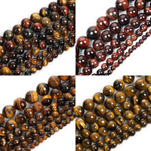 New 4 6 8 10 12mm Natural Stone Beads For Jewelry Making DIY Round Brown Gold Tiger Eye Agat Loose Spacer Bead Bracelet Handmade 2024 - buy cheap