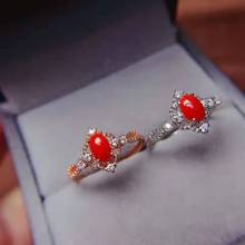 Anillo de plata de ley S925 con gema de Coral rojo de Boutique para mujer, joyería fina de moda para boda, envío gratis 2024 - compra barato