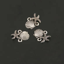 10 pces encantos praia concha estrela do mar prata cor pingentes para artesanato jóias suprimentos 2024 - compre barato