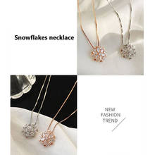 1PCS Flash Cubic Zircon Snowflake Pendant Necklace Fashion Clavicle Chain Rose Gold Silver Color Necklace For Women 2024 - buy cheap