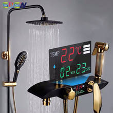 Digital Shower Set SDSN White Gold Bathroom Shower System Temperature Display Bathroom Shower Set Thermostatic Shower Faucet 2024 - buy cheap