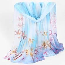47*155CM Fashion New Style Bamboo Leaf Floral Chiffon Printed Scarf Ladies Long Scarf Women  Four Seasons Scarves Decorate 2024 - buy cheap
