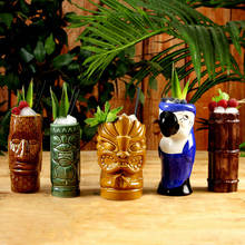 Taza Tiki de cerámica de 400ml, 5 estilos, Hawái, Copa Tiki con mango, estatua, copa de Guerrero, vaso de vino, cóctel, cerveza 2024 - compra barato