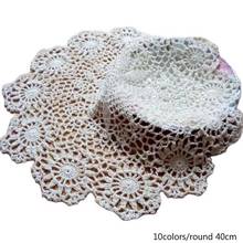 Luxury lace cotton table place mat crochet coffee round placemat pad Christmas drink coaster cup mug tea dining doily kitchen 2024 - buy cheap