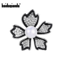 Baiduqiandu Brand 2021 New Arrival High Quality Cubic Zirconia and Shell Pearls Flower Cute Copper Brooch Pin Jewelry Gift 2024 - buy cheap