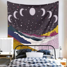 Tapiz de pared colorido de sol y luna, alfombra colgante de tela, decoración para habitación, dormitorio, cielo nocturno de montaña abstracto, Trripy ESTRELLADO 2024 - compra barato