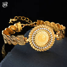 Reloj redondo de oro musulmán islámico para mujer, pulsera con colgante de cristal, joyería de lujo, regalo para chica de Oriente Medio 2024 - compra barato