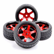 4Pcs RC car 1/10 Scale Rubber Tires & Wheel Rims fit HSP HPI RC On Road Racing Car Model Accessories 2024 - buy cheap