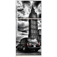 DIY Fridge Sticker London Taxi Refrigerator Dishwasher Door Wrap Kitchen Wallpaper Accessories Modern 3d Wall Stickers 2024 - buy cheap