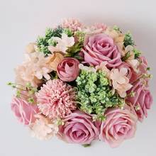 Ramos de flores de Rosa artificiales para novia, ramos de boda románticos hechos a mano para dama de honor 2024 - compra barato