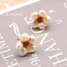 XlentAg Original Natural Fresh Water Pearl Handmade Cute Flower Stud Earrings For Women Luxury Jewelry Boucle D'oreille GE0589 2024 - buy cheap