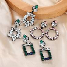 Brincos de cristal femininos, brincos geométricos de strass, jóias fofas para mulheres, presente e festa sr1112 2024 - compre barato