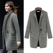 Fashion Women Long Woolen Coat Female Winter Plaid Jacket Casual Plus Size Wool Blend Cape Coat Tweed Outwear 2024 - buy cheap