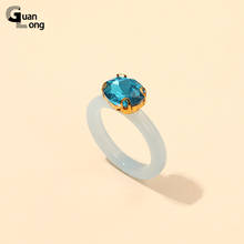 GuanLong-anillo de compromiso de resina para niña, accesorios Vintage, anillos de boda rosas para mujer, anillos minimalistas de cristal fino 2024 - compra barato