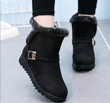 Botas de nieve cálidas para mujer, botines planos con cabeza redonda de piel corta de felpa, botines de plataforma, zapatos de algodón de ante, cómodos para invierno 2024 - compra barato