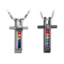 BONISKISS Stainless Steel Rainbow Necklace Gay Pride Necklace Colofrul Dog Tag Chain Necklace for Man Women Fashion Jewelry 2024 - buy cheap