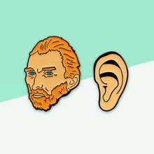 Retro Funny Painter Pins Vincent Van Gogh's Left Ear Sunflower Cartoon Button Lapel Denim Knapback Brooch Enamel Pins Jewelry 2024 - buy cheap