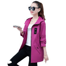 Women's Windbreaker Jacket Mid-Length 2022 Apring And Autumn Korean Loose  Windbreaker Hooded Ladies Slim Top L183 2024 - buy cheap