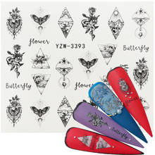 Flower Slider Nail Sticker Water Transfer Black Floral Insect Decals Nail Art Tattoo Manicure Wraps Decoration Accessories 2024 - buy cheap