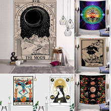 Mandala Tarot Card Pattern Blanket Tapestry Black And White Wall Hanging Bedroom Bedspread Astrology Divinatio Wall Decor 2024 - buy cheap