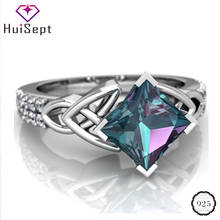 HuiSept Fashion 925 Silver Ring Jewelry Geometric Shape Topaz Zircon Gemstones Wedding Party Rings for Women Wholesale Size 6-10 2024 - buy cheap