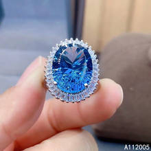 Anel feminino com topázio azul natural 925 prata esterlina, joias de alta qualidade, anel ajustável, suporte para teste bonito, mais vendidos 2024 - compre barato