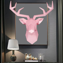 Estatua de cabeza de ciervo 3D para decoración del hogar, escultura abstracta, accesorios de decoración para pared de sala de estar, estatuas de alce grande, 50x49x20cm 2024 - compra barato
