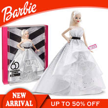 Barbie Brand Collector 60th Anniversary Doll FXD88 Beautiful Long Skirt Princess Gift Box Birthday Present For Girl's Kid Toys 2024 - buy cheap