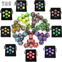 7pcs Dice with Bag Beautiful Color DnD d4,d6,d8,d10,d%,d12,d20 Polyhedral Board Game Pieces  bag 2024 - buy cheap