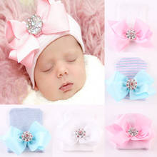 Newest Cute Newborn Baby Girl Comfy Bowknot Hospital Cap Beanie Hat 2024 - compre barato