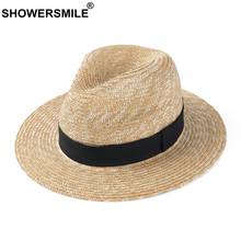 SHOWERSMILE-sombrero de paja Vintage para hombre y mujer, sombrero Panamá con cinta negra, informal, para exteriores, Jazz, para playa 2024 - compra barato