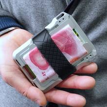 Mini billetera de aluminio con bloqueo RFID para hombre y mujer, tarjetero de cuero de vaca genuino, con diseño de marca 2024 - compra barato