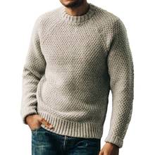 Suéter de talla grande 3XL para hombre, Jersey de punto informal sólido con cuello redondo, suéteres ajustados de manga completa, 2021 2024 - compra barato