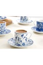 Inglês casa bella porcelana 6 pçs xícara de café almofada 80 ml azul marinho turco xícara de café e copo placa mão trabalho e artístico 2024 - compre barato